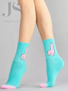 Хлопковые носки унисекс с комфортной широкой резинкой "в рубчик" JSHOBBY 80153-11-13 унисекс, "Лама" (5 пар) ярко-голубой hbl распродажа