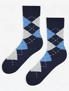 Мужские носки с красивыми ромбами Marilyn BT-RHOMBUS Черный + синий
