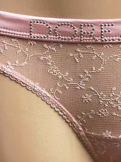 Сетчатые трусики стринги с кружевным узором на шелковистом поясе розового цвета Doreanse 6133c06