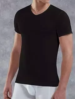 Трикотажная мужская футболка черного цвета с V-образным вырезом Doreanse Essentials 2855c01