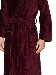 Шелковистый махровый халат бордового цвета HOM 40c1093c00ZQ
