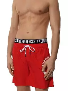Стильные плавки-шорты на широкой резинке с логотипом бренда Bikkembergs BKK2MBS02cRed