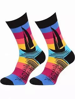 Мягкие носки с принтом "парусник" на цветном фоне Marilyn BT-SAILING Мульти