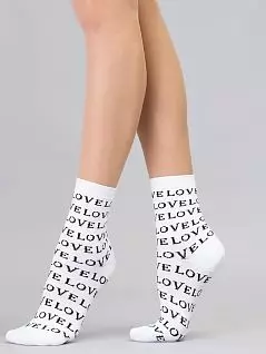 Привлекательные носки с контрастной повторяющейся надписью "Love" Giulia JSWS3 TEXT 004 (5 пар) bianco