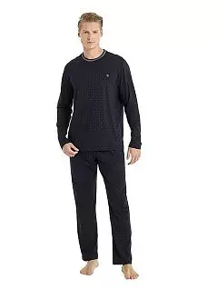 Мужская пижама ( лонгслив с круглым вырезом и брюки с узором) LTBS30917 BlackSpade черный