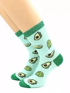 Привлекательные носки из хлопка с принтом "Авокадо" зеленого цвета Hobby Line RTнус80153-09-02