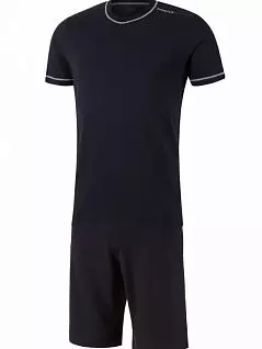 Трикотажная пижама из футболки с короткими рукавами и шорт с регулируемым поясом черного цвета Impetus FM-1530A75-039