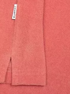 Махровая футболка поло с небольшими разрезами по бокам кораллового цвета Bluemint YAMc919