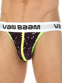 Современные танга с фиолетовыми пайетками белого цвета Van Baam RT39802