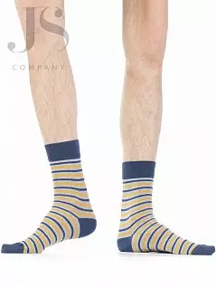 мужские носки с контрастным дизайном резинки мыска и пятки Wola JSW94.N03.826 (5 пар) navy wol