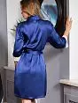 Короткий халат прямого силуэта выполнен из натурального шелка Mia-Mia VOMia_Kristy 15113 т.синий Темно-синий