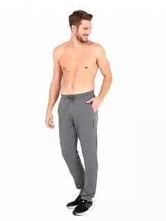 Хлопковые брюки из эластиной ткани с карманами по бокам LTBS30753 BlackSpade серый меланж