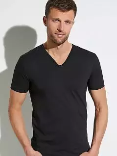 Универсальная футболка с элегантным вырезом отделанный узким кантом черного цвета Zimmerli 1721462c86