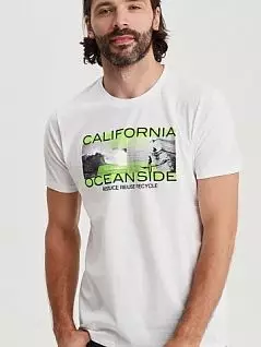 Мужская футболка с печатным брендом на груди белого цвета Allen Cox 736026cWhite