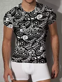 Мужская черно-белая футболка с узором Doreanse Ottoman Ornaments 2555c01