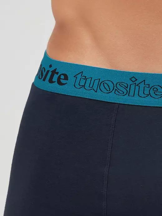 Мужские трусы на резинке с атласной лентой с логотипом бренда Tuosite VOTuosite_4401-4 Темно-синий