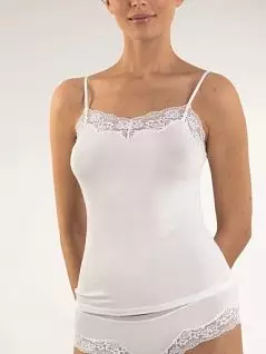 Романтичная женская футболка на узких бретелях белого цвета Nina von C 16410648c100