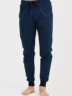 Хлопковые домашние брюки на резинке с завязками темно-синего цвета Calida 29381c425