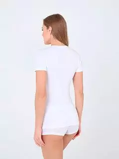 Однотонная футболка с неглубоким вырезом горловины LTOZ2654-A Oztas белый распродажа
