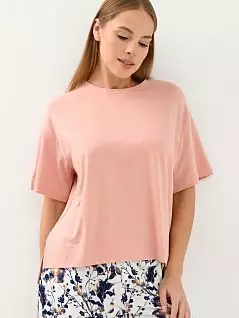 Однотонная футболка с разрезами по бокам темно-розового цвета Mey 17627c395