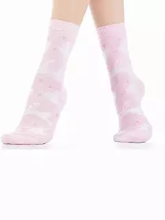 Хлопковые носки с разноцветным рисунком "зайчики и сердечки" Wola JSW84.01P.705 (5 пар) rose wol