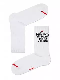Однотонные носки с надписью "Уважаемый Санта, оставь свою кредитную карту под елкой" Conte DT21с35сп279Нсм 279_Белый