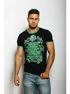 Мужская футболка облегающая с принтом черного цвета Epatag RT0107125m-EP распродажа