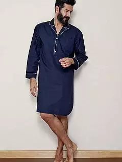Ночная рубашка синего цвета с отделкой контрастным белым кантом PJ-B&B_U0201
