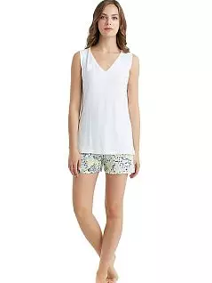 Легкая пижама из майки с V-образным вырезом и шорт LTBS51027 BlackSpade белый