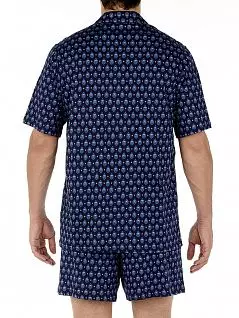 Пижама  из 100% тонкого хлопкового трикотажного полотна тёмно-синего цвета с принтом в духе французского Прованса HOM 40c2102cP0RA