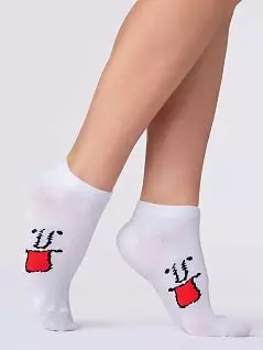 Эластичные носки из хлопка и полиамида Giulia JSWS1 BASIC 006 (5 пар) bianco / red gul