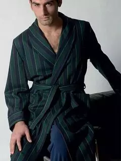 Элегантный халат в благородную полоску зеленого цвета PJ-B&B_Urbino