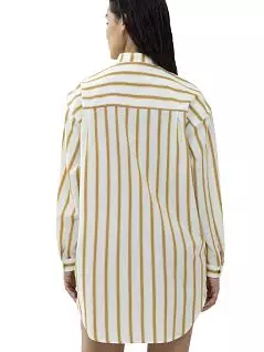 хлопковая сорочка-рубашка в полоску лимонного цвета Mey 17516c382