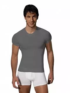 Эластичная футболка с коротким рукавом серого цвета Doreanse 20187