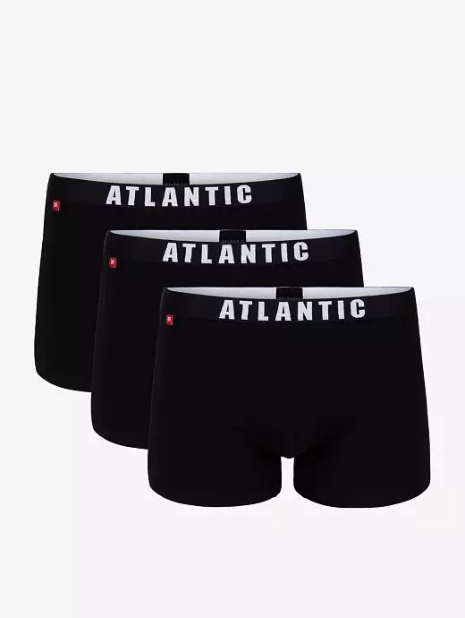 Комплект однотонных боксеров спортивного фасона (3шт) Atlantic MW120292черный Комплект однотонных боксеров спортивного фасона (3шт) Atlantic MW120292черный