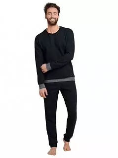 Универсальная пижама с черно-белыми поперечными полосками на подоле и рукавах Шиссер 168454шис Черный 0 распродажа
