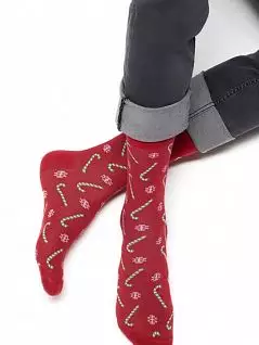 Облегающие носки с тематическим рисунком "карамельные палочки и снежинки" Omsa JSSTYLE 505 (5 пар) rosso oms