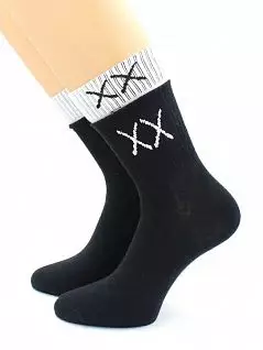 Интересные носки из хлопка и полиамида с принтом "Крестики" черного цвета Hobby Line 45920