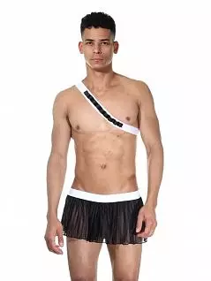 Мужской костюм "Охотник" 2в1: юбка на широкой резинке и наплечник черно-белого цвета La Blinque RTLB15460