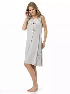 Женственная сорочка из нежной ткани LT3124gr Turen серый меланж
