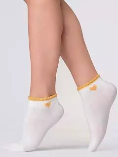 Мягкие носки из хлопка и полиамида с контрастным ажурным краем Giulia JSWS2 RIB LOVE 01 (5 пар) bianco / yellow gul