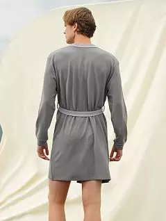Мужской укороченный трикотажный халат с вышивкой на груди темно-серого цвета Doreanse 4003c30