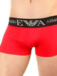 Однотонные боксеры из хлопка и лайкры красного цвета Emporio Armani RT29538