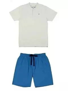Мужская пижама (футболка с круглым вырезом на пуговичках и шорты с полотняным шнурком) ATLANTIC MW13001серый распродажа