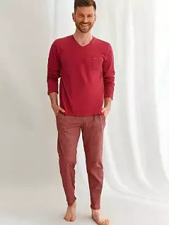 Хлопковая пижама (футболка с V-образным вырезом +брюки с принтом в мелкий горох) Taro BT-21/22 2635/2636/2637/2638 Красный