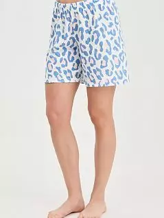хлопковые короткие шорты с леопардовым принтом голубого цвета Mey 17913c268