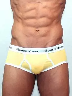 Яркие мужские трусы шортиками из хлопка жёлтого цвета с гульфиком Romeo Rossi Heaps R366-13 распродажа