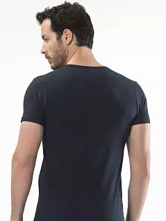 Модная мужская футболка с V- образным вырезом LT1306 Cacharel темно-синий