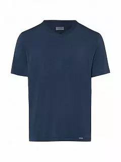 Универсальная футболка с мягкими ребристыми деталями на V- образном вырезе Hanro 075035ханро_1610 Синий
