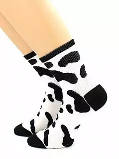 Женские носки с принтом "Коровий принт" черно-белого цвета Hobby Line RTнус80152-10-01